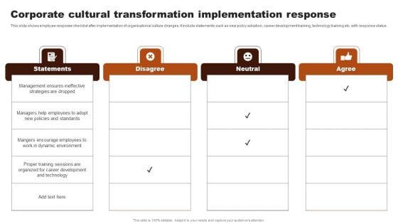 Corporate Cultural Transformation Implementation Response Template PDF