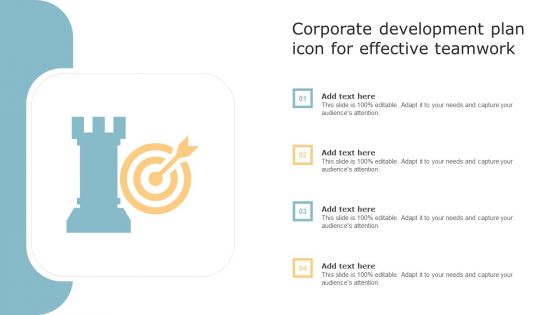 Corporate Development Plan Icon For Effective Teamwork Elements PDF