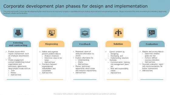 Corporate Development Plan Phases For Design And Implementation Mockup PDF