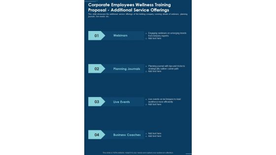 Corporate Employees Wellness Training Proposal Additional Service Offerings One Pager Sample Example Document