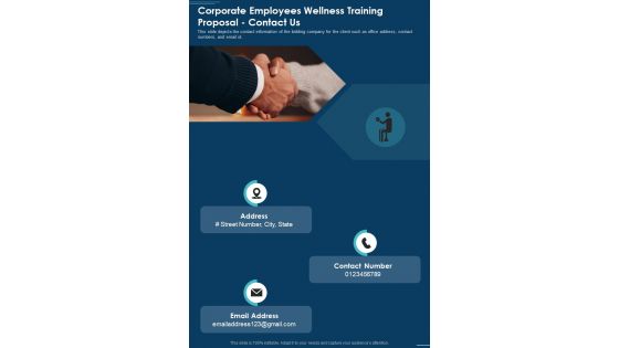 Corporate Employees Wellness Training Proposal Contact Us One Pager Sample Example Document