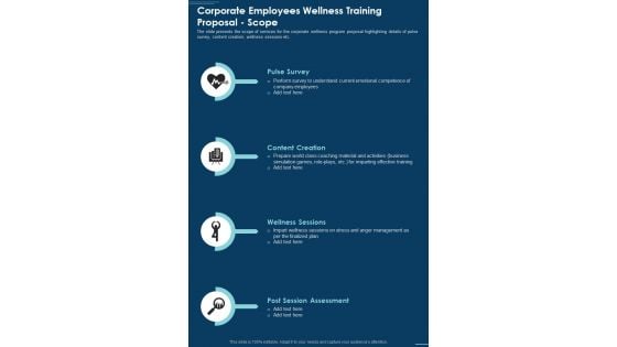 Corporate Employees Wellness Training Proposal Scope One Pager Sample Example Document