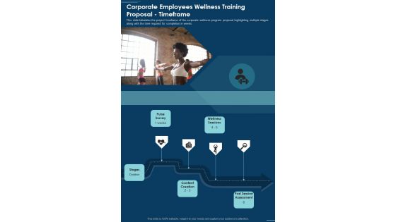 Corporate Employees Wellness Training Proposal Timeframe One Pager Sample Example Document