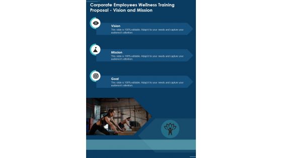 Corporate Employees Wellness Training Proposal Vision And Mission One Pager Sample Example Document