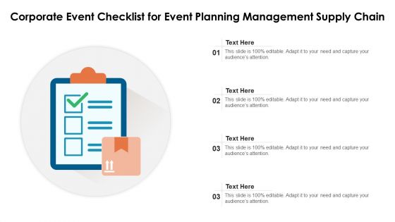 Corporate Event Checklist For Event Planning Management Supply Chain Ppt PowerPoint Presentation Gallery Visuals PDF