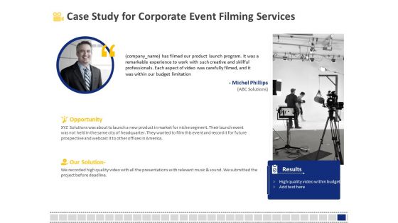 Corporate Event Filming Case Study For Corporate Event Filming Services Ppt Professional Graphics Design PDF