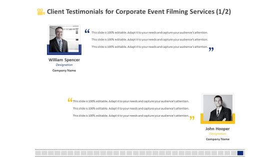 Corporate Event Filming Client Testimonials For Corporate Event Filming Services Template PDF Corporate Event Filming Client Testimonials For Corporate Event Filming Services Template PDF