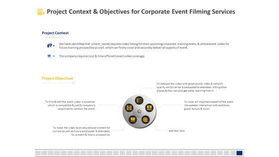 Corporate Event Filming Project Context And Objectives For Corporate Event Filming Services Professional PDF