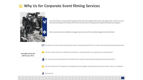 Corporate Event Filming Why Us For Corporate Event Filming Services Ppt Styles Vector PDF