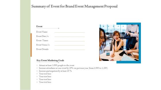 Corporate Event Planning Management Summary Of Event For Brand Event Management Proposal Graphics PDF