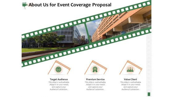 Corporate Event Videography Proposal About Us For Event Coverage Proposal Service Icons PDF