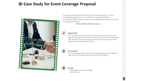 Corporate Event Videography Proposal Case Study For Event Coverage Proposal Summary PDF