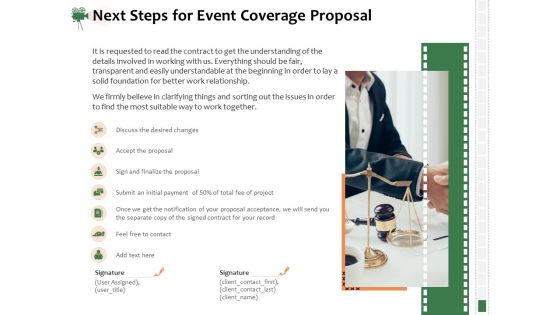 Corporate Event Videography Proposal Next Steps For Event Coverage Proposal Rules PDF
