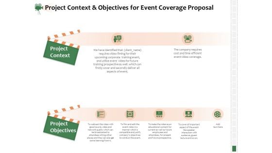 Corporate Event Videography Proposal Project Context And Objectives For Event Coverage Proposal Background PDF