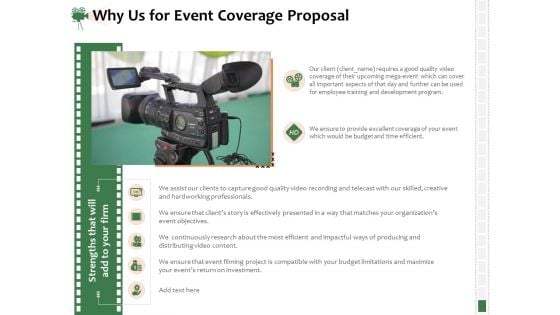 Corporate Event Videography Proposal Why Us For Event Coverage Proposal Microsoft PDF