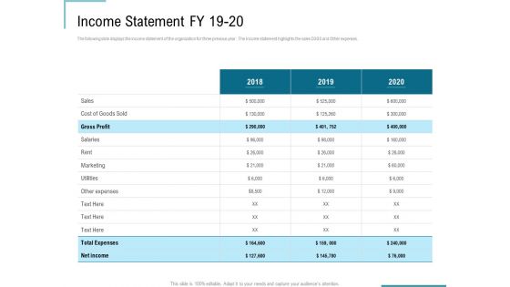 Corporate Execution And Financial Liability Report Income Statement FY 19 20 Sample PDF