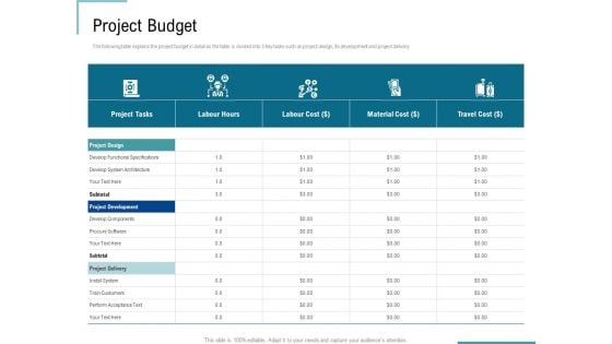 Corporate Execution And Financial Liability Report Project Budget Portrait PDF