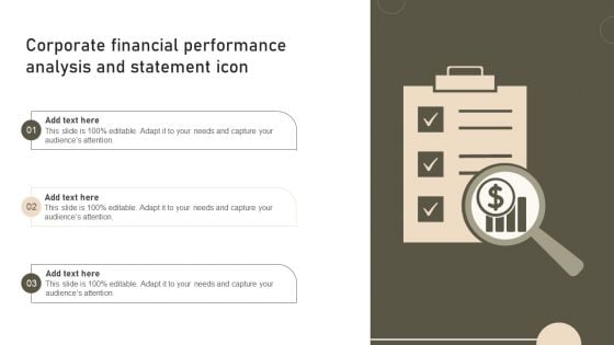 Corporate Financial Performance Analysis And Statement Icon Sample PDF