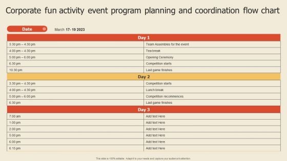 Corporate Fun Activity Event Program Planning And Coordination Flow Chart Rules PDF