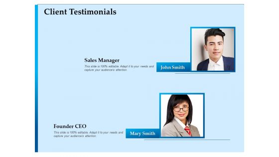 Corporate Fundraising Ideas And Strategies Client Testimonials Ppt Infographic Template Images PDF