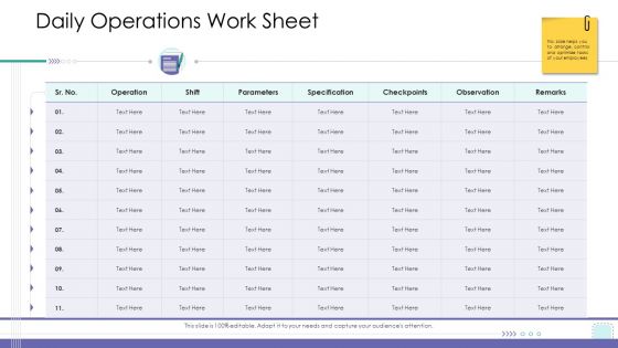 Corporate Governance Daily Operations Work Sheet Elements PDF