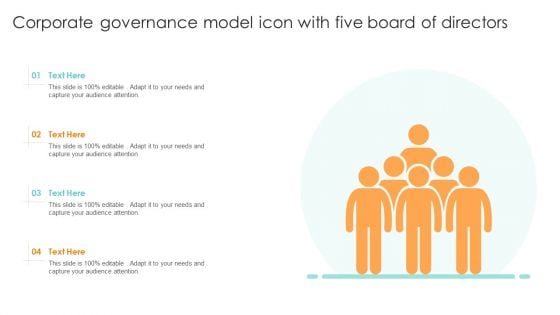 Corporate Governance Model Icon With Five Board Of Directors Ppt Portfolio Professional PDF