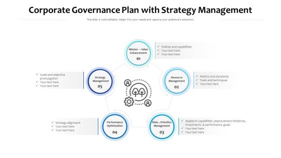 Corporate Governance Plan With Strategy Management Ppt PowerPoint Presentation Gallery Graphics Pictures PDF