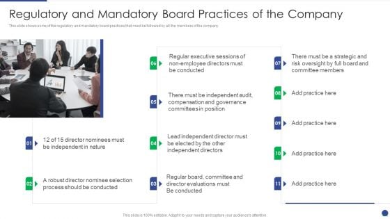 Corporate Governance Protocols And Business Structure Regulatory And Mandatory Board Practices Portrait PDF Corporate Governance Protocols And Business Structure Regulatory And Mandatory Board Practices Portrait PDF