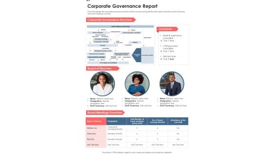 Corporate Governance Report One Pager Documents Corporate Governance Report One Pager Documents