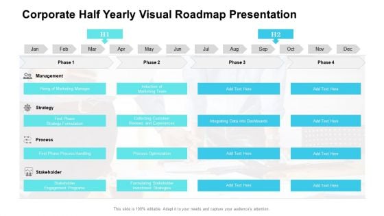 Corporate Half Yearly Visual Roadmap Presentation Diagrams