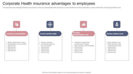 Corporate Health Insurance Advantages To Employees Portrait PDF