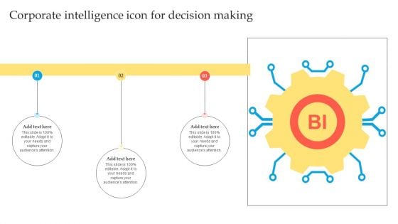 Corporate Intelligence Icon For Decision Making Background PDF