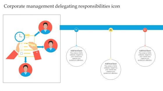 Corporate Management Delegating Responsibilities Icon Pictures PDF
