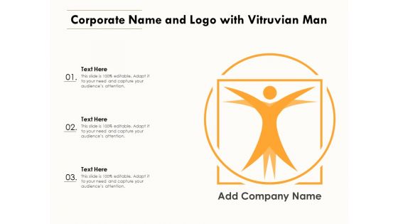 Corporate Name And Logo With Vitruvian Man Ppt PowerPoint Presentation Gallery Layouts PDF