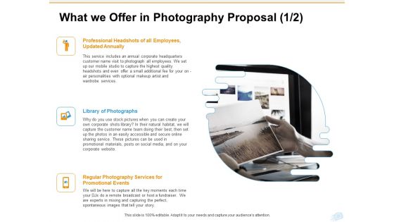 Corporate Occasion Videography Proposal What We Offer In Photography Proposal Annual Information PDF