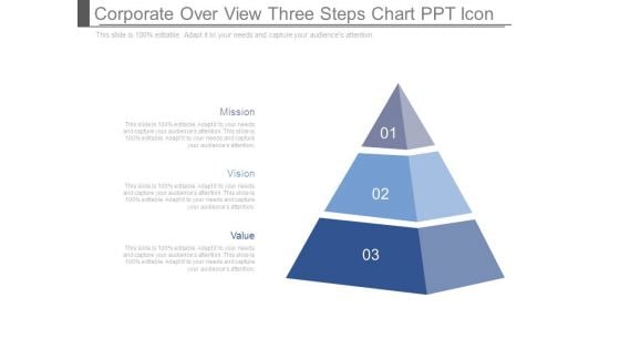 Corporate Over View Three Steps Chart Ppt Icon