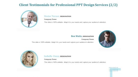 Corporate PPT Design Client Testimonials For Professional PPT Design Services Audience Formats PDF