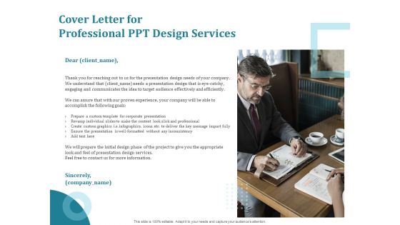 Corporate PPT Design Cover Letter For Professional PPT Design Services Ppt Infographic Template Graphic Tips PDF