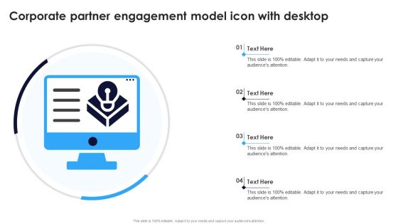 Corporate Partner Engagement Model Icon With Desktop Ppt Portfolio Designs Download PDF