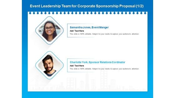 Corporate Partnership Event Leadership Team For Corporate Sponsorship Proposal Guidelines PDF