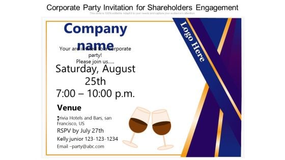 Corporate Party Invitation For Shareholders Engagement Ppt PowerPoint Presentation File Templates PDF