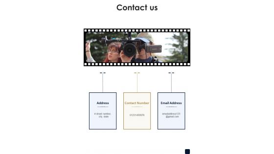 Corporate Photography And Videography Services Contact Us One Pager Sample Example Document Corporate Photography And Videography Services Contact Us One Pager Sample Example Document