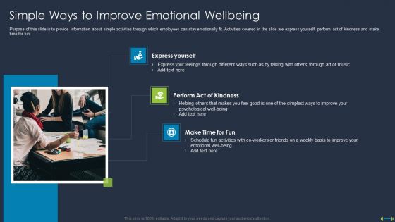 Corporate Physical Health And Fitness Culture Playbook Simple Ways To Improve Emotional Wellbeing Pictures PDF