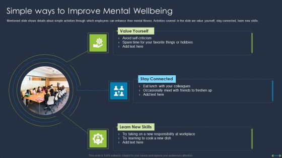 Corporate Physical Health And Fitness Culture Playbook Simple Ways To Improve Mental Wellbeing Information PDF