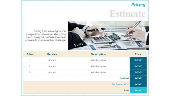 Corporate Pricing Estimate Ppt Ideas Sample PDF