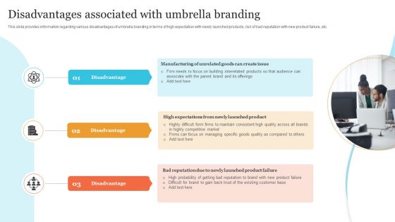 Corporate Product And Overall Disadvantages Associated With Umbrella Branding Background PDF