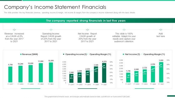 Corporate Profile IT Organization Companys Income Statement Financials Diagrams PDF
