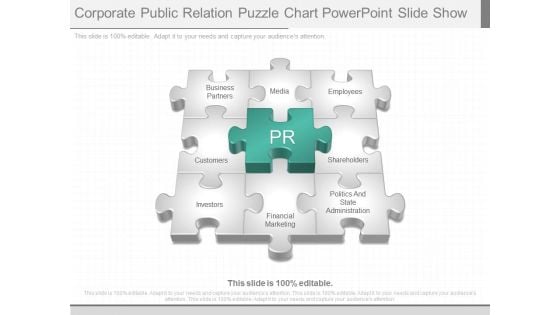 Corporate Public Relation Puzzle Chart Powerpoint Slide Show