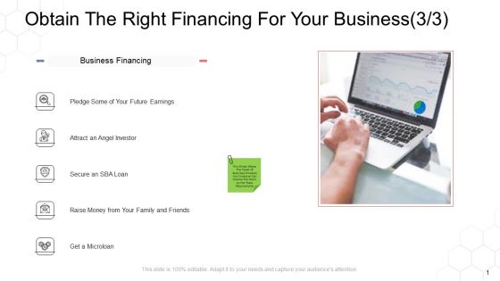Corporate Regulation Obtain The Right Financing For Your Business Investor Ppt Portfolio Visuals PDF
