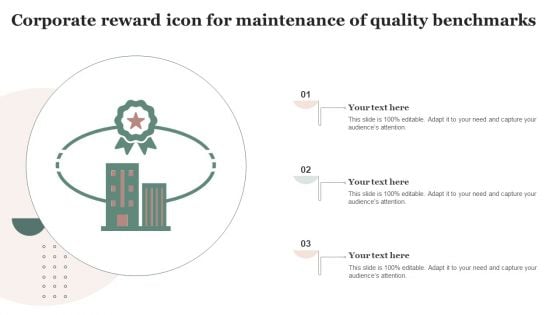 Corporate Reward Icon For Maintenance Of Quality Benchmarks Information PDF